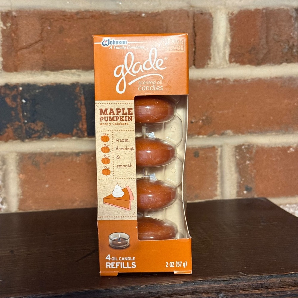 Glade Maple Pumpkin Scented Oil Candle Refills 4 Count Fall Limited Edition NEW